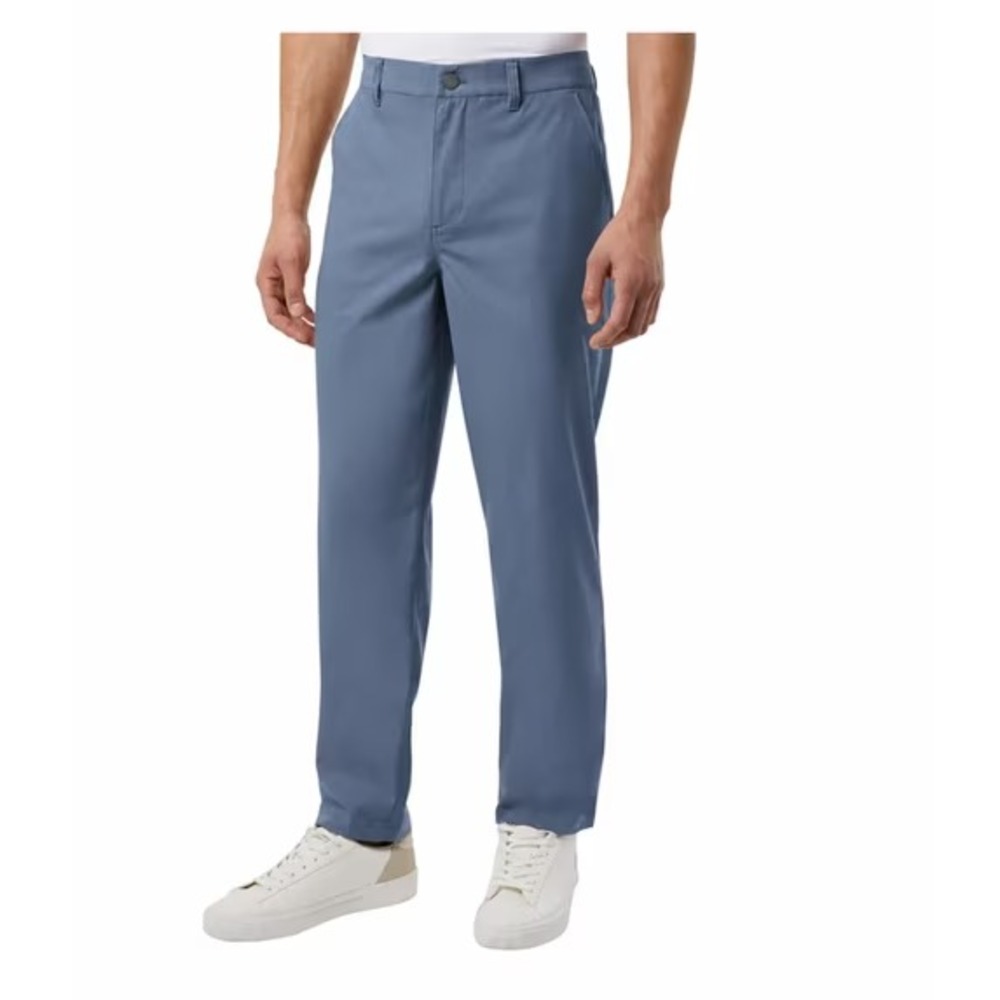 32 Degrees Mens Chino Pant Blue Solid Straight Leg Trousers 34x30 NEW
